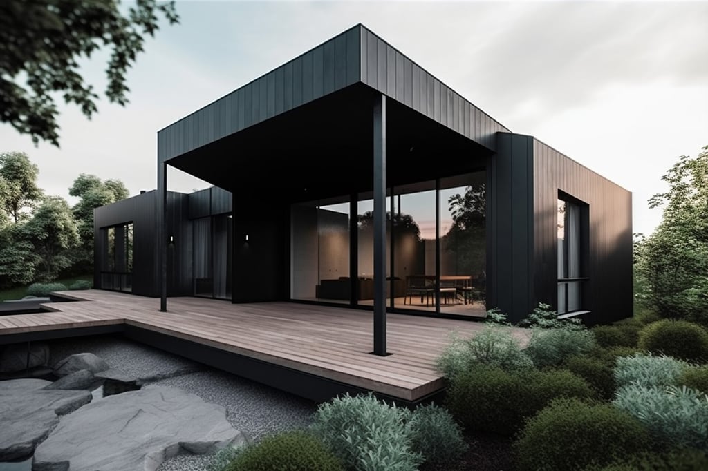 Black modern house siding