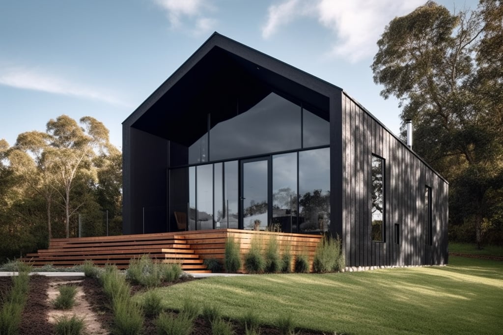 Black modern barn house