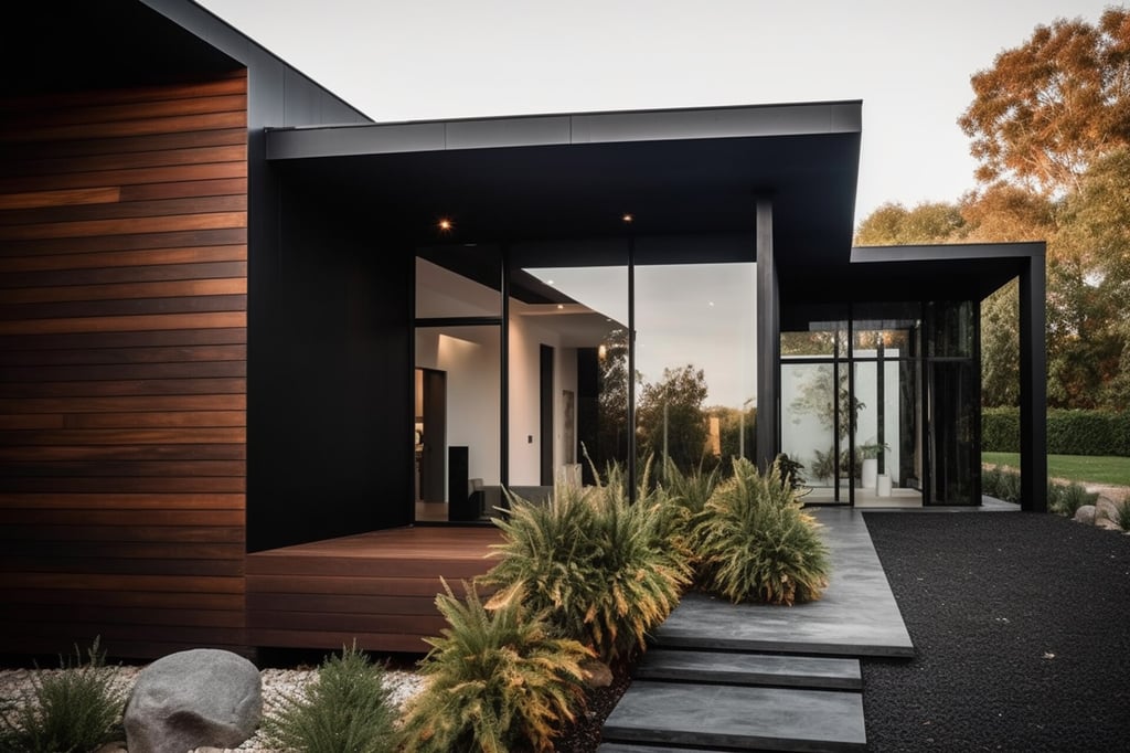 Black modern house with cedar accents