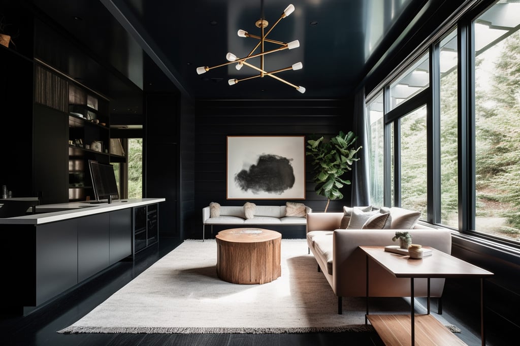 Luxury modern black house interior
