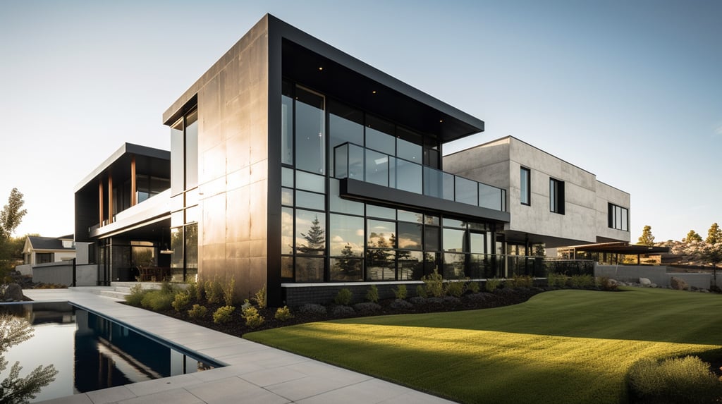 Black modern home mansion