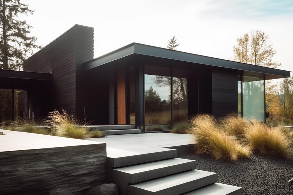 Black mid-century modern house