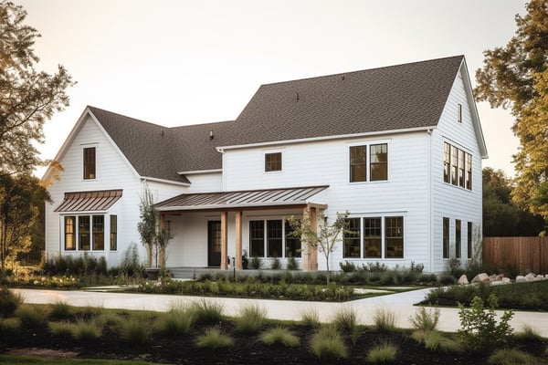 A new modern white farmhouse