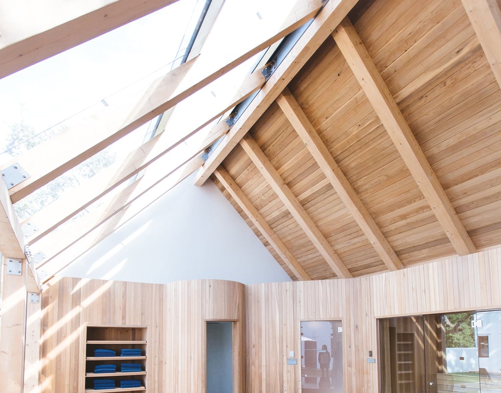 Modern barn house clean lines natural materials tall windows natural light