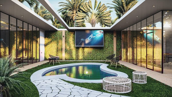 A custom courtyard in a luxury house
